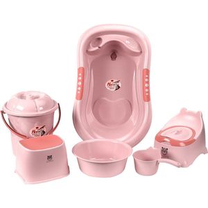 Complete baby bad set - Roze - Kinder toilet - Ligbad - Deponeer emmer - Ondersteunende kruk - Educatief - Kinderen