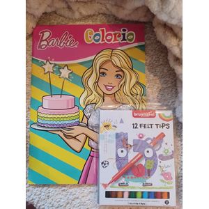 Barbie-Kleurboek-Barbie artikel-Mattel-Viltstiften-Cadeauset-Giftset-Bruynzeel-Gluten Vrij-Uitwasbaar-Kleuter-Meisjes-Cadeau-Sinterklaas-Kerst-Kerstcadeau-Verjaardag-Partijtje
