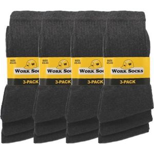 12 paar Bonanza werksokken - Light - Basic - Antraciet - Maat 39-42