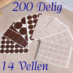 Vilt set – 200 Delig – Crème en Bruin – Meubels  – Stoel vilt – Bank vilt – Anti kras – Bescherm vilt - Zelfklevend – 3M – Viltjes – Stoelen – Stoelpoot beschermers – Plak vilt – Tafel vilt – Vilt glijders – Meubel onderzetters