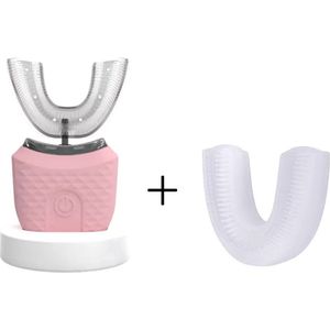ROZE Sonische Elektrische Automatische Tandenborstel U Vorm 360 Graden+1 EXTRA U-Vormige Beet+ Usb-Oplaadbare SPA-model 24000 RPM Massage Tandvlees 3 modi Tand Whitening- 36000 RPM Koud Blauw UV Licht- Intelligente Oplaadbare Tandenborstel 4 Brush