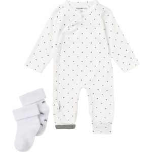 Noppies Unisex set(3delig) Boxpak Wit met sterren met 2 paar sokjes - Maat 74