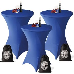 Statafelrok Donker Blauw x 3 – ∅80-85 x 110 cm – Luxe Statafelhoes – Extra Dikke Stretch Stof – Inclusief Opbergtas – Ideaal voor Bruiloften, Feesten en Cocktailparty’s