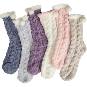 6 paar pluchen damessokken - warme wintersokken - pantoffelsokken voor thuis - zachte en comfortabele pluchen sokken - antislipsokken - fleecesokken - dikke sokken - one size fits all - pluchen sokken - warme sokken - wintersokken - kerstcadeaus