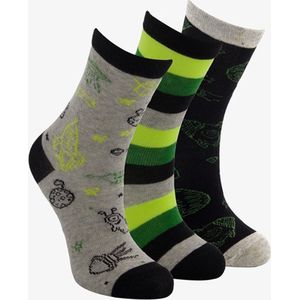 3 paar kinder sokken met print - Grijs - Maat 27/30