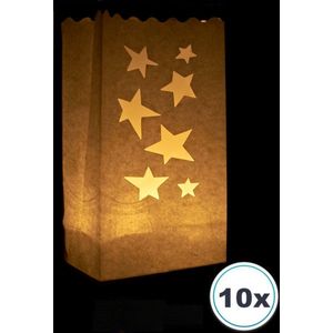 10 x Candle Bag veel grote kerst Sterren, papieren lichtzak, candlebag, sfeerlicht,  candlebags, theelicht, Volanterna®