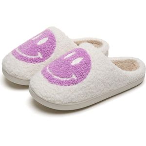 JAXY Smiley Slippers - Smiley Pantoffels - Pantoffels - Smiley Sloffen - Pantoffels Dames en Heren - Sloffen - Sloffen Dames en Heren - Maat 43-44 - Paars