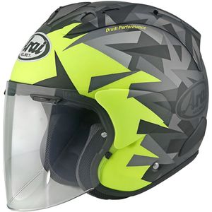 Arai - SZ-R EVO - Jethelm - Zwart Grijs Geel - Glasvezel/Fiber Mix