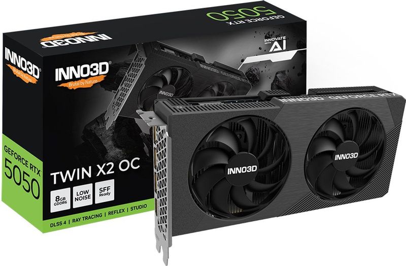 INNO3D NVIDIA GeForce RTX 5050 TWIN X2 OC - Videokaart - 8GB - GDDR7 - PCIe 5.0 - 1x HDMI 2.1b - 3x DisplayPort 2.1a