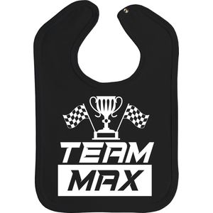 Slabbetjes - slabber - slab - baby - Team max - formule 1 - max verstappen - red bull racing - drukknoop - stuks 1 - zwart