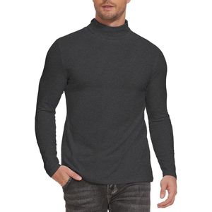 Heren coltrui basic - slim fit fleece thermisch ondergoed met lange mouwen en rolkraag, grijs, XXL