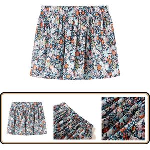 Kinderrokje - Donkerblauw - Bloemen - Maat 128 Kinderrokje - Jurk - Meisjesjurkje - Kindermode - Zomerjurk