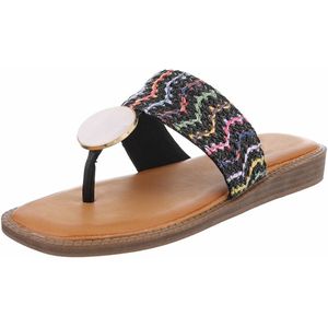 ZoeZo Design - damesslippers - zomerslippers - strandslippers - slippers - teenslippers - PU - stof - zwart - multi - maat 36