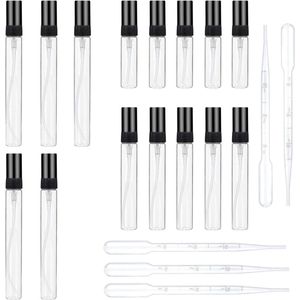 21 Kleine Parfumatomizers - Transparante Glazen Sprayflessen voor Dagelijks Gebruik en Reizen - 3ml, 5ml, 10ml - Zwart