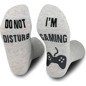 Grappige Sokken Gaming - Grijs - Anti Slip - Do not Disturb - One Size - Cadeau Mannen - Huissokken - Housewarming - Verjaardag