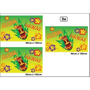 3x Vlag Hawai Aloha party 90cm x 150cm - Tropical feest Hawaii zomer beach fun festival evenement