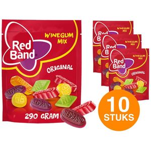 Red Band Winegummix Snoep 10 zakken à 235g - Winegums - Zacht snoep - Stazak
