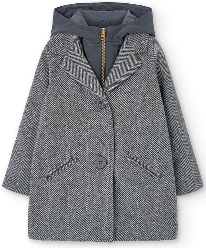 Boboli - Parka - Donkergrijs - Meisjes - Visgraatpatroon