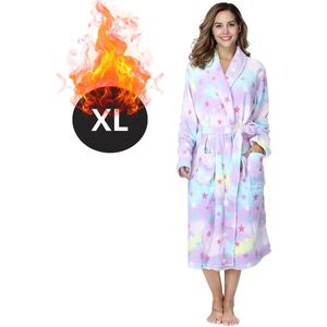 Bovista Badjas Dames - Fleece - Katoen - Badstof - Sauna - Hamam - Wafel - Bathrobe - Duster - Ochtendjas - Spa - Kimono - Sterren XL