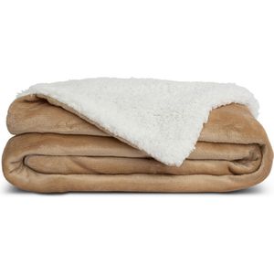 Lunetta Home - Plaid - Flanel - Sherpa - Lascar Sand - Zand - 130x170 cm - Deken