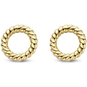New Bling 9NBG-0252 Gouden Oorknopjes - Dames - Cirkel -4 mm Doorsnee - Bewerkt - 14 Karaat - Goud