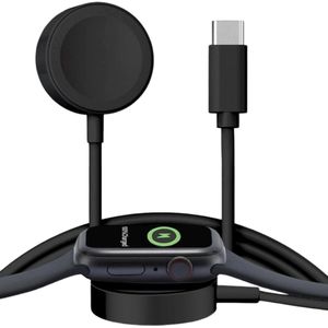 Magnetische Oplader - Geschikt voor Apple Watch Series 1 t/m 10 & Ultra- USB-C – Snellader – 1 Meter – Zwart