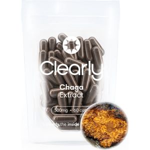 Clearly – Chaga Extract – >25% Beta-glucanen – 500 mg – 60 Capsules – Zonder Graanvullers