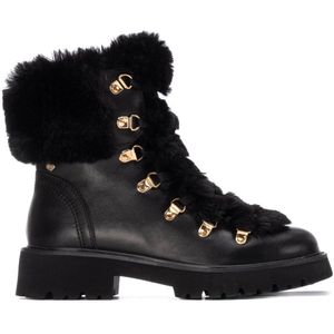 Carmelavoor vrouwen. 16266801-NEGRO Leren enkellaars 162668 zwart (37), Leer, Plat, 1 tot 3 cm, Ritssluiting, Casual