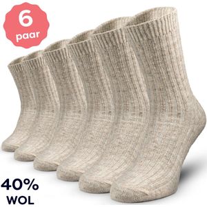 Premium Wollen Sokken Dames Maat 35/37 - 2 paar - Huissokken - Dikke Warme Sokken - Noorse Sokken - 40% Wol - Europese Productie - Sokky