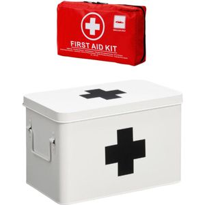 Medicijnkist incl EHBO Kit - 41 delig- Medicijnbox - Medicijn Opbergdoos - Medicijnkist Opbergbox - EHBO Opbergdoos - EHBO Opbergbox - EHBO Kist - EHBO Box