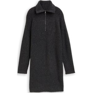 TOM TAILOR DENIM - Gebreide Jurk - Antraciet - Knielengte - Losse Pasvorm