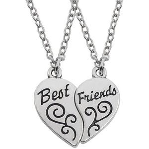 Lumici® | BestFriends Ketting - Bff Necklace - Dubbel - Hart - Hartje - Heart - Cadeau Voor Vrouwen / Vrienden - Kado - Vriendschap Cadeau - Vrienden - Friends - Friend - Bff - Best - Beste - Vrienden - Vriendin - Vriendje - Verrassing - Zilver