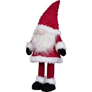Decoratie pop gnome/kabouter - kerstman pop - 42 cm - rood - kerstpoppen kerstversiering
