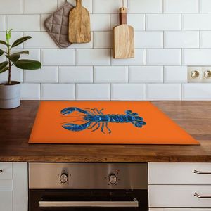 Inductiebeschermer blue lobster | 91.6 x 52.7 cm | Keukendecoratie | Bescherm mat | Inductie afdekplaat