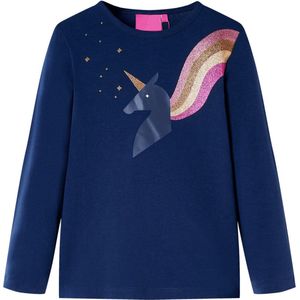 vidaXL-Kindershirt-met-lange-mouwen-eenhoorn-116-marineblauw