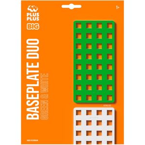 Plus-Plus - BIG Basisplaten Wit/Groen - Constructiespeelgoed - Set Met Bouwstenen - 2 Delige Bouwset - Bouwspeelgoed - Vanaf 3 Jaar