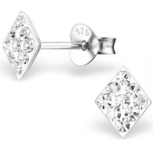 Aramat jewels ® - 925 sterling zilveren oorbellen ruit kristal