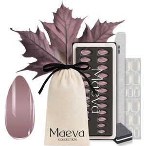 Maeva Collection Soft Gel Nagelset – Herbruikbare Press-On Nails – All-in-One Set – Chrome Lila Almond shape – Luxe & Comfortabele Pasvorm