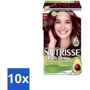 Garnier - Nutrisse Ultra Crème 4.6 - Haarkleuring - Diep Rood Middenbruin - Intens Voedend - Permanente Kleur - Bulkverpakking - 10 stuks