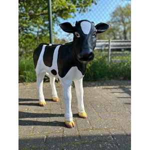 Goodyz- Boerderij dieren - Koe - Kalf - Kalfje - Zwart/Wit Kalfje - zonder Hoorns - 70cm Hoog