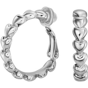 Traveller Clip Oorbellen - Oorclips Dames - Oorringen - Zilverkleurig - Ring 24 mm - Hartjes - 157687