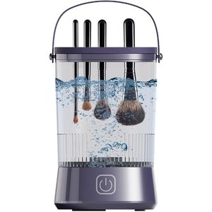 Make-upkwastenreiniger - Automatische reinigingstool voor make-upkwasten - Geschikt voor sponzen en beautyblenders - Efficiënte en gebruiksvriendelijke dagelijkse make-upreiniger - Draagbaar (paars - 15,3 * 9,6 * 10 cm)