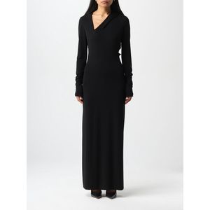 Maxi Jersey Dress with VNeck Wo - Black Dresses