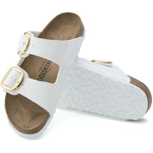 Birkenstock Arizona Grote Gesp Patent Witte Slippers, Birko Flor Patent - Streetwear - Vrouwen