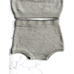 Omer en Odille - gebreid setje met trui en broek - grijs - maat 18-24 maanden