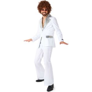 Suitmeister Disco Carnavals Kostuum - Saturday Night Fever Kostuum - Inclusief Jasje en Flare Pants - Wit - Maat: M