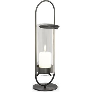 Höfats - Oval Candle 35 - Kandelaar - Zwart - Roestvrij Staal / Borosilicaatglas