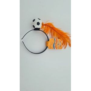 Tiara veer voetbal oranje - Oranje indianentooi - kroon oranjekoorts