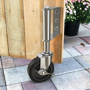 Geschikt voor Zware poortwiel 100mm veerbelaste wielen zwenkwielen poortwiel voor houten poort en hek 100kg capaciteit (zilver)