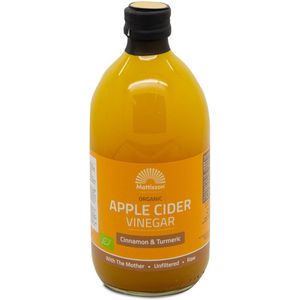 Mattisson - Biologische Apple Cider Vinegar (Appelazijn) - Kaneel & Kurkuma - Vegan & Biologisch Appel Azijn - 500 ml
